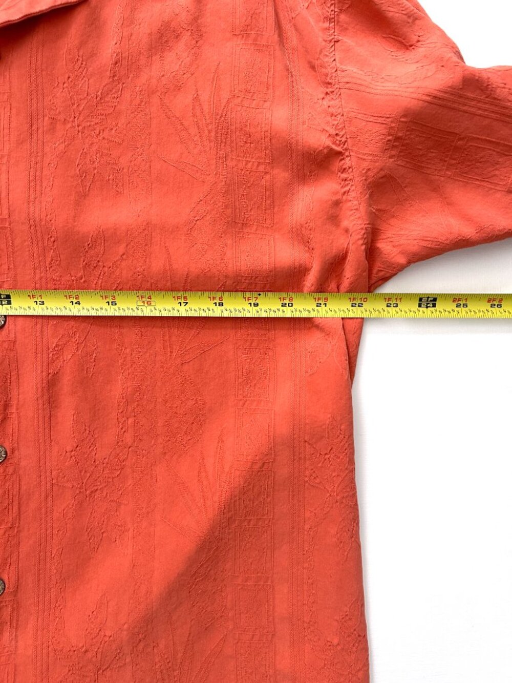 Tommy Bahama 100% Silk Orange Hawaiian Shirt Embroidered Palm Button Down XL - Picture 6 of 8
